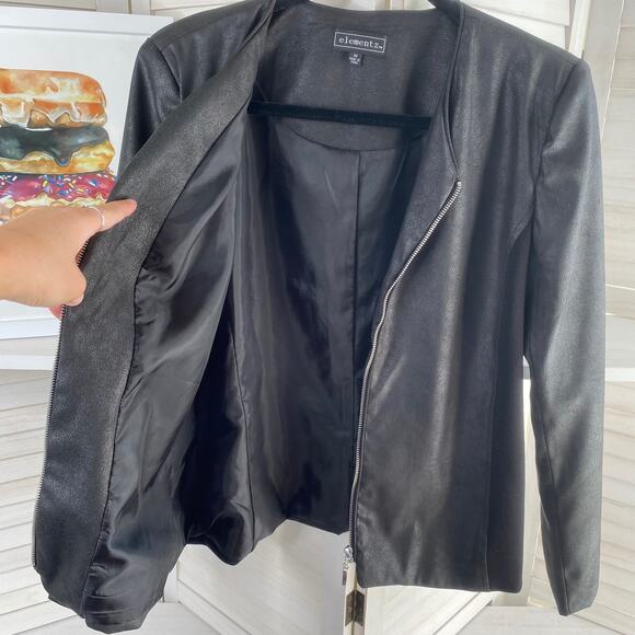 Elementz black faux leather zip up jacket - Picture 8 of 11